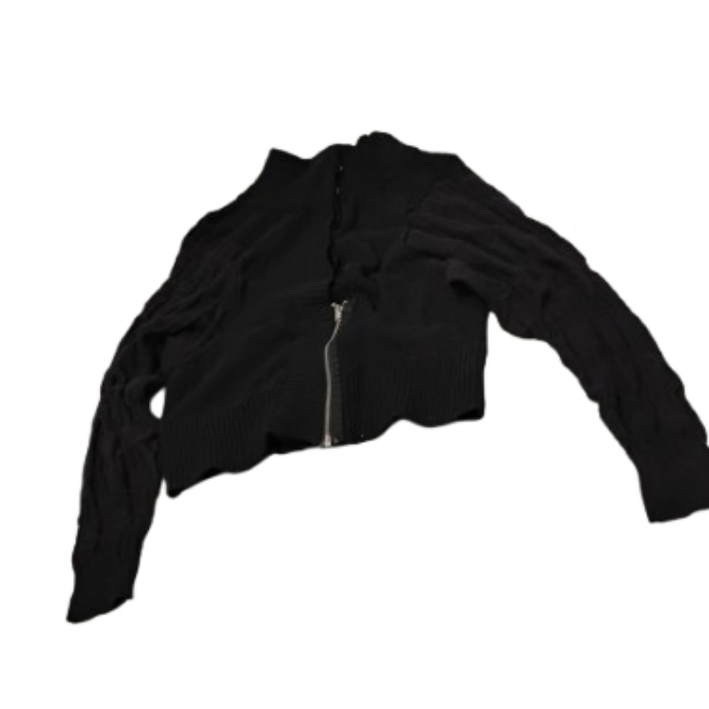 Free People Mock Neck Knit Wool Buttoned Zip Jacket Sweater Sz M